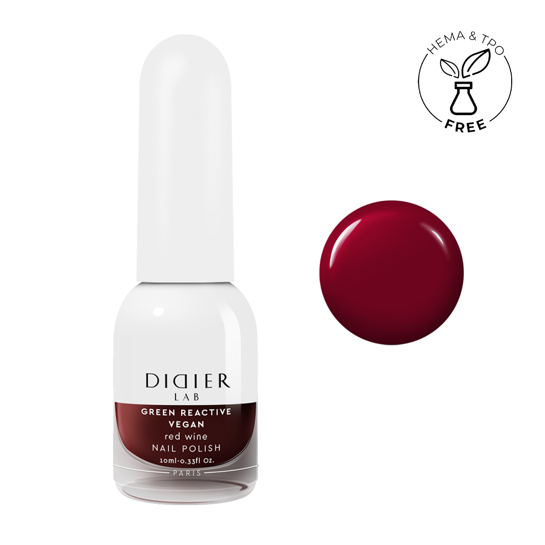 Green reactive, vegan lak za nokte "Didier Lab", red wine, 10ml