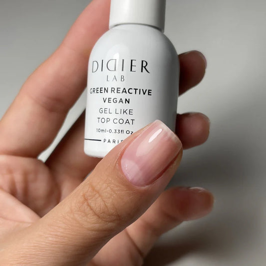 Green reactive, vegan gel like top coat "Didier Lab", 10ml